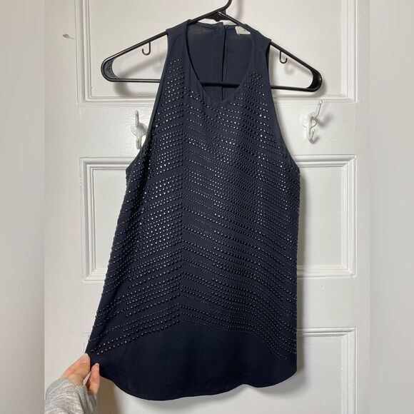 ALC | Silk Studded V-Neck Tank Top Blouse in Black Sz 2 - Picture 4 of 13